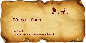 Mátrai Anna névjegykártya